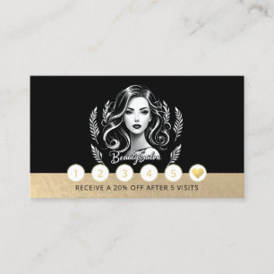 Makeup Artist Hair Stylist Modernes Schwarz-weißes Treuekarte