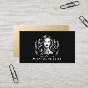 Makeup Artist Hair Stylist Modernes Schwarz-weißes Visitenkarte