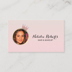 Makeup Artist Hair Stylist Pastel Pink Queen Foto Visitenkarte