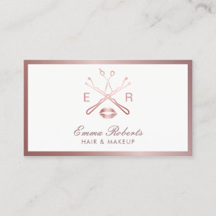 Makeup Artist Hair Stylist Rose Gold Beauty Logo Visitenkarte