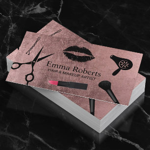 Makeup Artist Hair Stylist Salon Moderne Rose Gold Visitenkarte