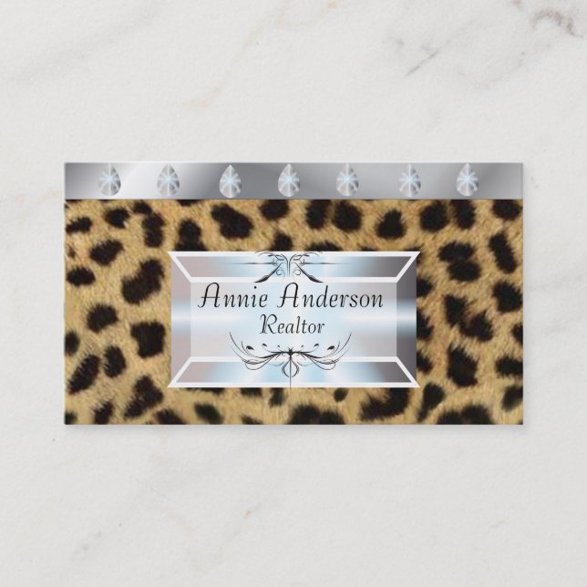 Makeup Artist Hair Stylist Trendy Leopard Print Visitenkarte (Vorderseite)