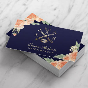 Makeup Artist Hair Stylist Vintage Blumenflotte Visitenkarte