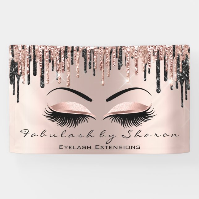 Makeup Artist Heart Lash Glitzer Tropfen Rose Brow Banner (Horizontal)