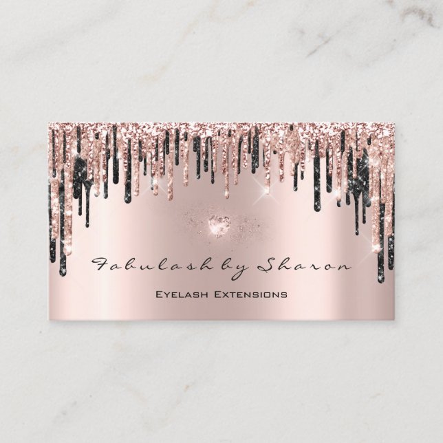 Makeup Artist Heart Lash Glitzer Tropfen Rose Diam Visitenkarte (Vorderseite)
