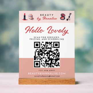 Makeup Artist Hello Lovely Business QR-Code Acrylschild