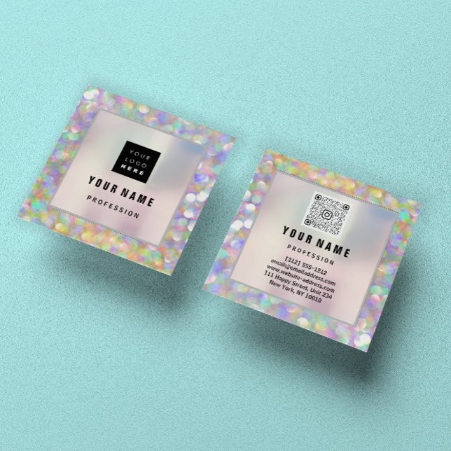 Makeup ARTIST Holograph Unique QR CODE Logo Quadratische Visitenkarte (Von Creator hochgeladen)