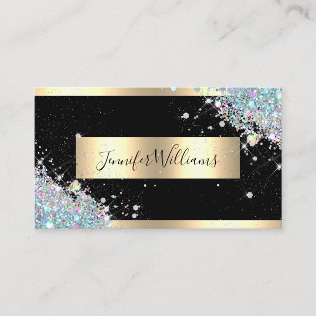 Makeup Artist Holographic Glitzer Gold Elegant Visitenkarte (Vorderseite)
