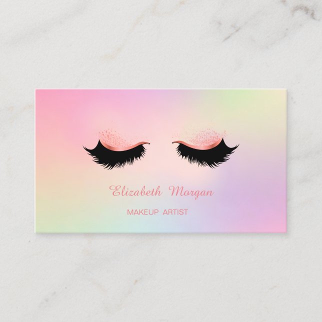 Makeup Artist, Holographic Imitats Lashes Visitenkarte (Vorderseite)