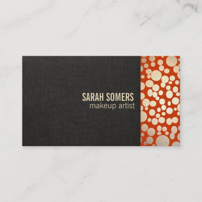 Makeup Artist Imitate Gold Leaf Linen Look Orange Visitenkarte (Vorderseite)