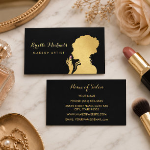 Makeup Artist Imitats Goldene Frau Pink Glitz Lips Visitenkarte