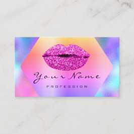 Makeup Artist Kiss LIPS Pink Fuchsia Holographic Visitenkarte
