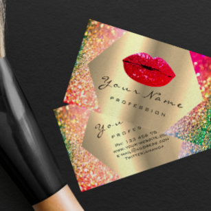 Makeup Artist Kiss LIPS red LUX Holograph GOLD Visitenkarte
