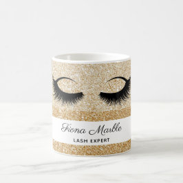 Makeup artist lasche extension eyes gold Glitzer Kaffeetasse