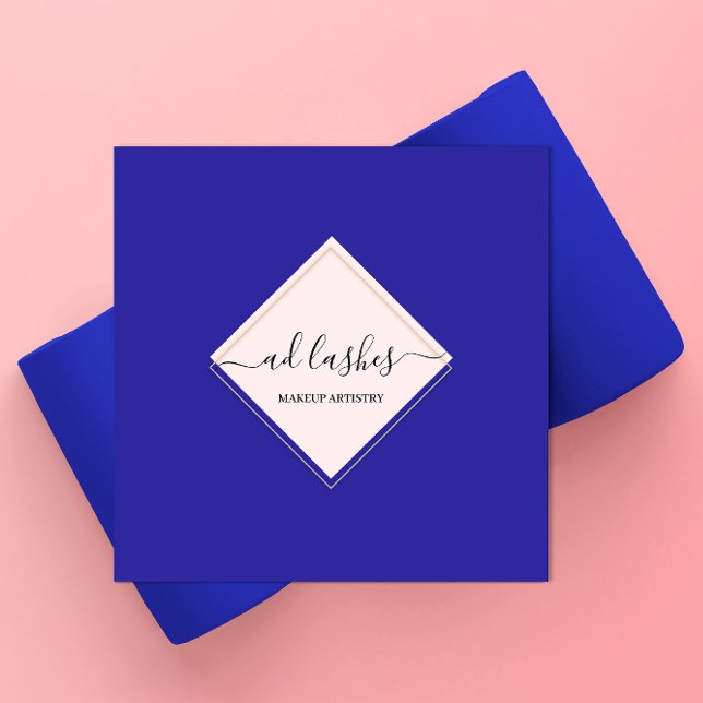 Makeup Artist Lash Beauty Studio Pink Blue Quadratische Visitenkarte (Von Creator hochgeladen)