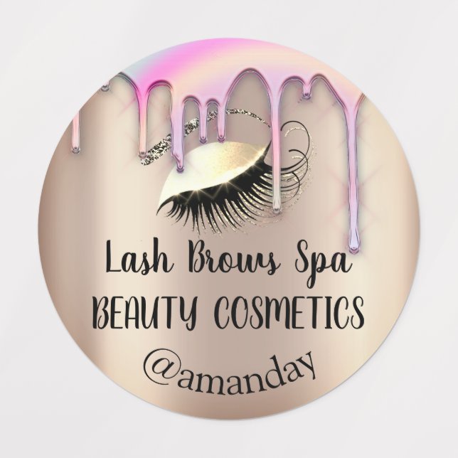 Makeup Artist Lash Brows Custom Logo Gold Tropfen Etiketten (Design 1)