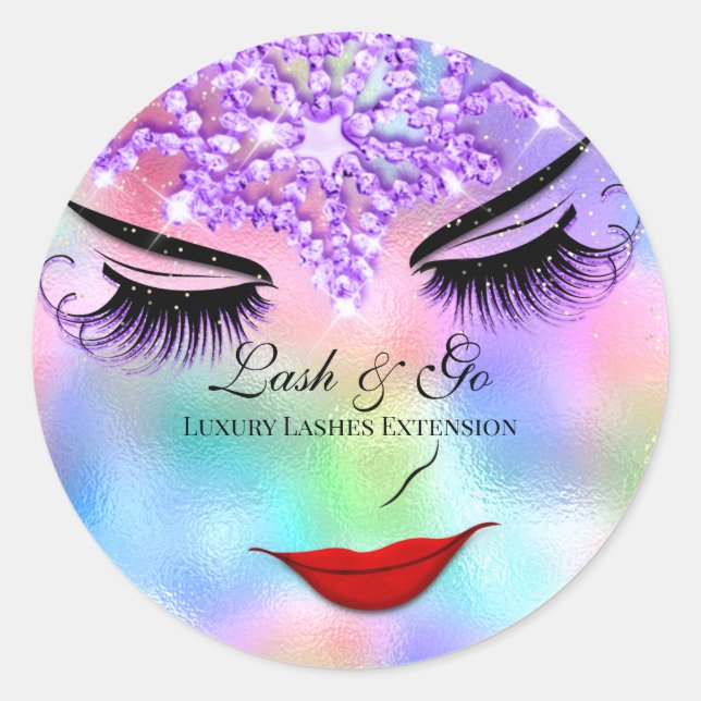 Makeup Artist Lash Extension Diamond Holograph Runder Aufkleber (Vorderseite)