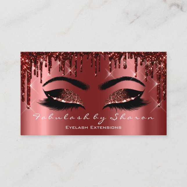Makeup Artist Lash Extension Glitzer Tropfen Burgu Visitenkarte (Vorderseite)