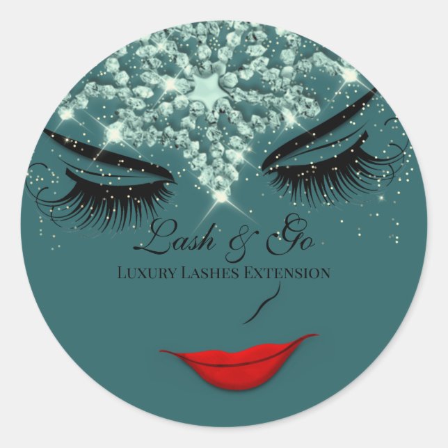 Makeup Artist Lash Extension Lip SmokyTeal Runder Aufkleber (Vorderseite)
