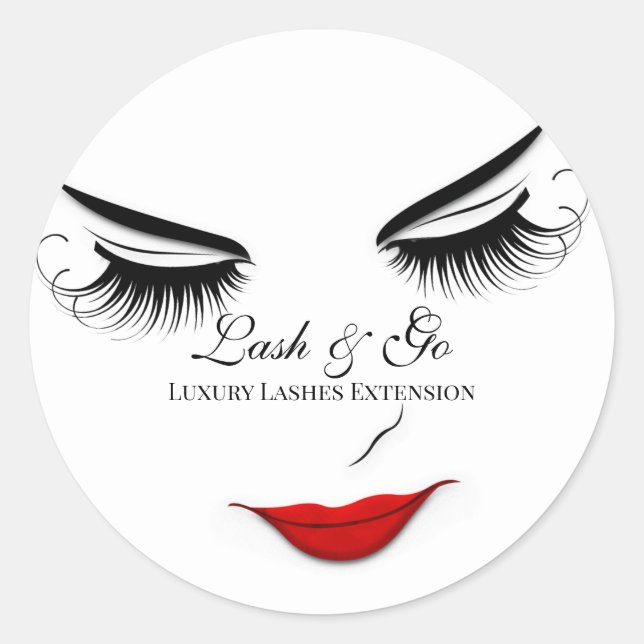 Makeup Artist Lash Extension Lippen Schwarz-weiß Runder Aufkleber (Vorderseite)