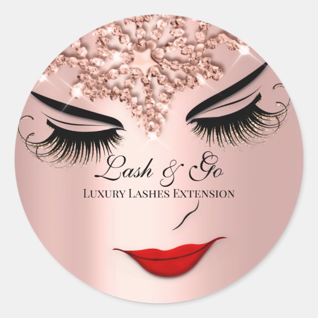 Makeup Artist Lash Extension Lips Rosen Royal Runder Aufkleber (Vorderseite)