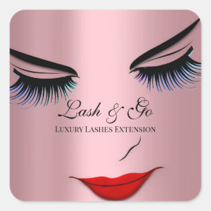 Makeup Artist Lash Extension Rosa Lippen Quadratischer Aufkleber