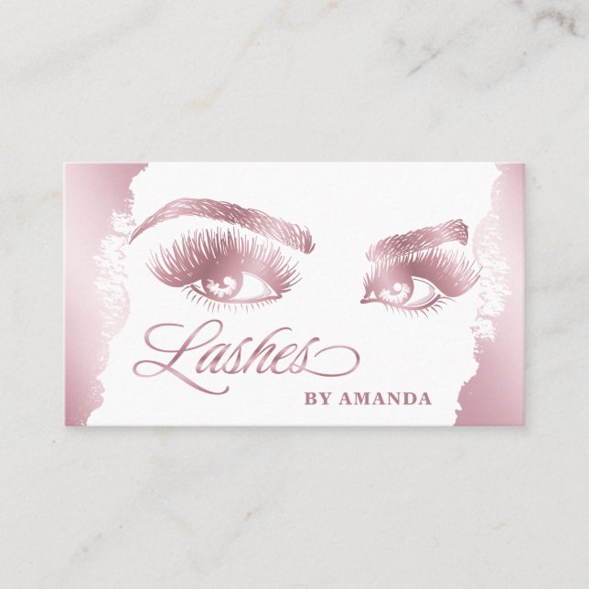Makeup artist Lash Eyebrow Lashes Rose Gold Visitenkarte (Vorderseite)