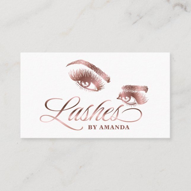 Makeup artist Lash Eyebrow Lashes Rose Gold Visitenkarte (Vorderseite)