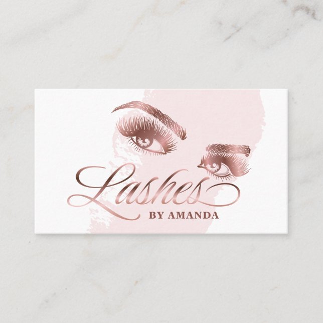 Makeup artist Lash Eyebrow Lashes Rose Gold Visitenkarte (Vorderseite)
