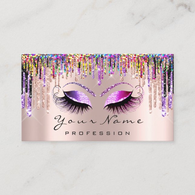 Makeup Artist Lash Pink Holograph Termin Karte (Vorderseite)
