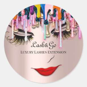 Makeup Artist Lash Product Tropfens Red Lip Rose T Runder Aufkleber