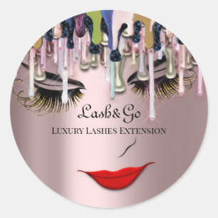 Makeup Artist Lash Produkt Tropfen Rote Lippen blu Runder Aufkleber