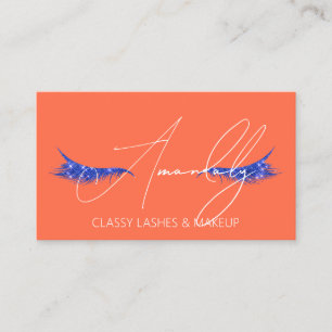 Makeup Artist Lash QR LOGO Microblade Blue Orange Visitenkarte