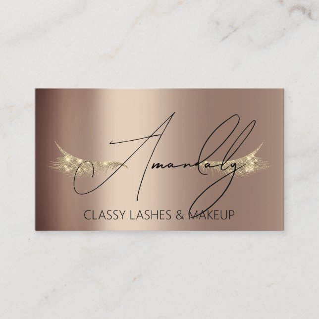 Makeup Artist Lash QR LOGO Microblade Gold Rose Visitenkarte (Vorderseite)