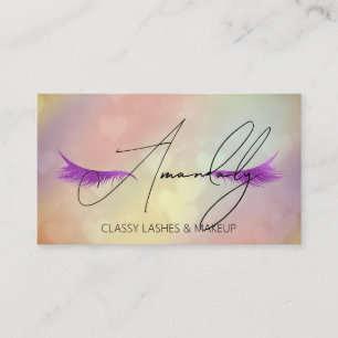 Makeup Artist Lash QR LOGO Microblade Lila Holo Visitenkarte