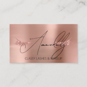 Makeup Artist Lash QR LOGO Microblade Rose Glitzer Visitenkarte