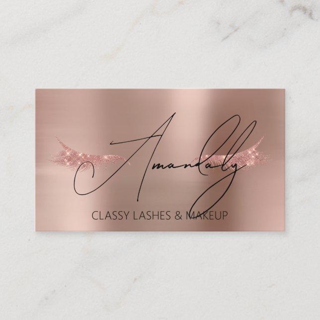 Makeup Artist Lash QR LOGO Microblade Rose Glitzer Visitenkarte (Vorderseite)