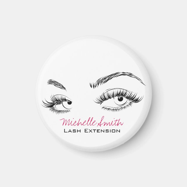 Makeup Artist Lashes braun Schwarz und Weiß einfac Magnet (Vorne)