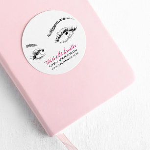Makeup Artist Lashes braun Schwarz und Weiß einfac Runder Aufkleber