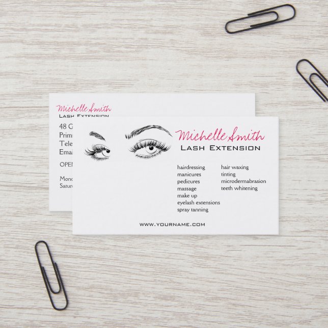 Makeup Artist Lashes braun Schwarz und Weiß einfac Visitenkarte (Vorderseite/Rückseite Beispiel)