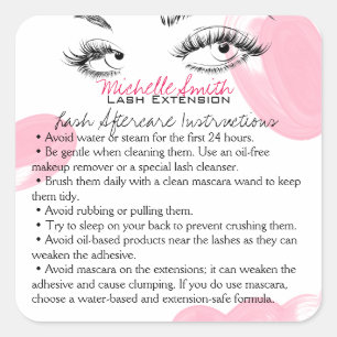 Makeup Artist Lashes Brows Aftercare Instructions Quadratischer Aufkleber