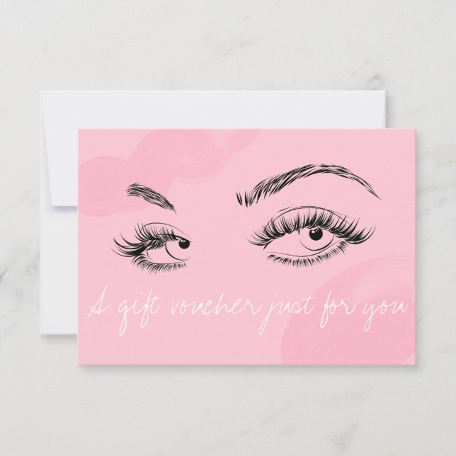 Makeup Artist Lashes Brows Pink Gift Voucher Dankeskarte (Vorderseite)