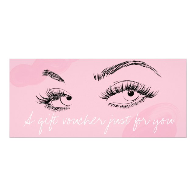 Makeup Artist Lashes Brows Pink Gift Voucher Werbekarte (Vorne)