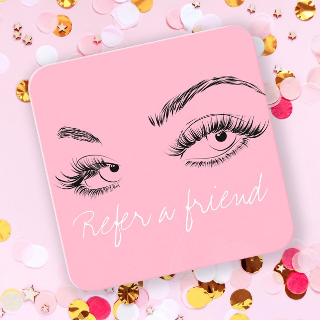 Makeup Artist Lashes Brows Pink Refer a Friend Terminkarte (Von Creator hochgeladen)