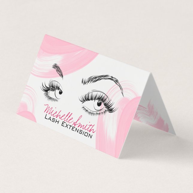 Makeup Artist Lashes Brows Pink Termin Card Visitenkarten (Vorderseite)