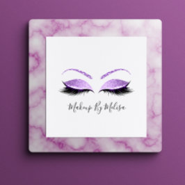 Makeup Artist Lashes Extension Lila Violet Quadratische Visitenkarte