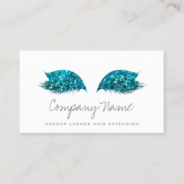 Makeup Artist Lashes Extension Ocean White Blue Terminkarte (Vorderseite)