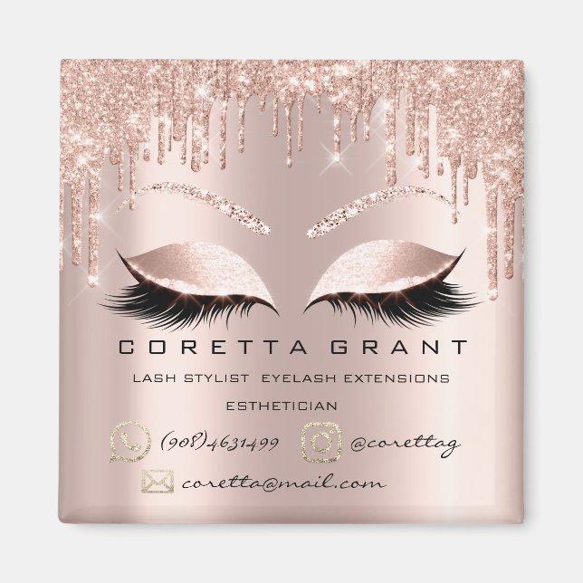 Makeup Artist Lashes Extension Rose Tropfen Magnet (Vorne)