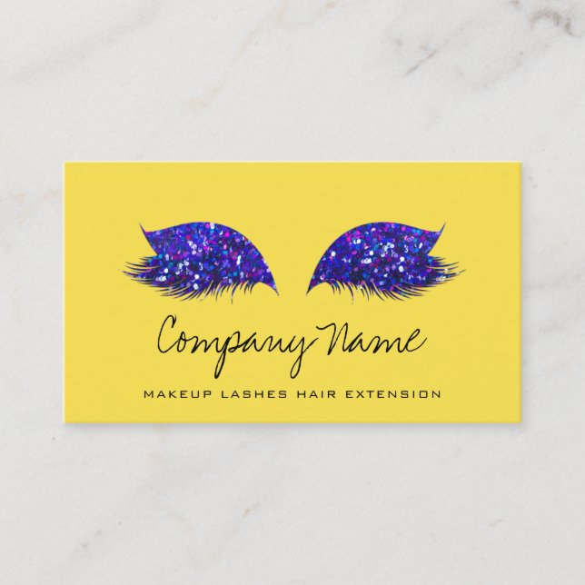 Makeup Artist Lashes Extension Royal Blue Yellow Terminkarte (Vorderseite)