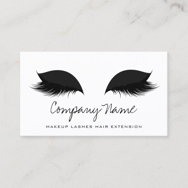 Makeup Artist Lashes Extension Schwarz-weiß Terminkarte (Vorderseite)